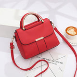 Handbag Women Solid Color PU Leather Small Square Bag Designer Trend Casual Tote Shoulder Crossbody Bag Bolsa Mart Lion Red  