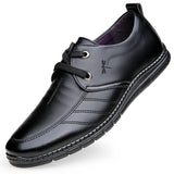 Men British Shoes Round Head Soft Sole Surface Natural Genuine Leather Casual Office Black Brown Plus Mart Lion Shoelace Black 38 