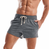 Summer Men's Gym Sweatshorts 100% Cotton 3quot Shorts Casual Jogging Yoga Sports Shorts men's Solid Color Breathable Home Sleepwear Mart Lion   