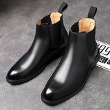 Classic Retro Genuine Leather Chelsea Boots Ankle Men's Casual British Style Short Boot Mart Lion Black 35 China