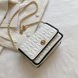 Chain Small Bag Female Simple Autumn And Winter Texture Small Square Bag Net Red Shoulder Crossbody Bag Mart Lion White  