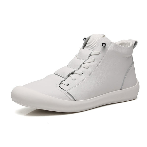 Genuine Leather Shoes Men High Top Sneakers White Cool Street Young Footwear Sneakers Mart Lion   