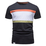 Striped Cotton T-shirts Men's O-neck Slim Fit Causal Designer Summer Short Sleeve Clothing Mart Lion   