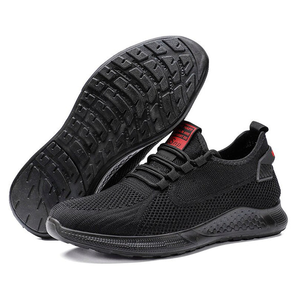 Lace-up Non-slip Men's Outdoor Sports Sneakers Walking Driving Fitness Training Jogging Casual Shoes Flying Women Footwear Mart Lion Black 6.5 