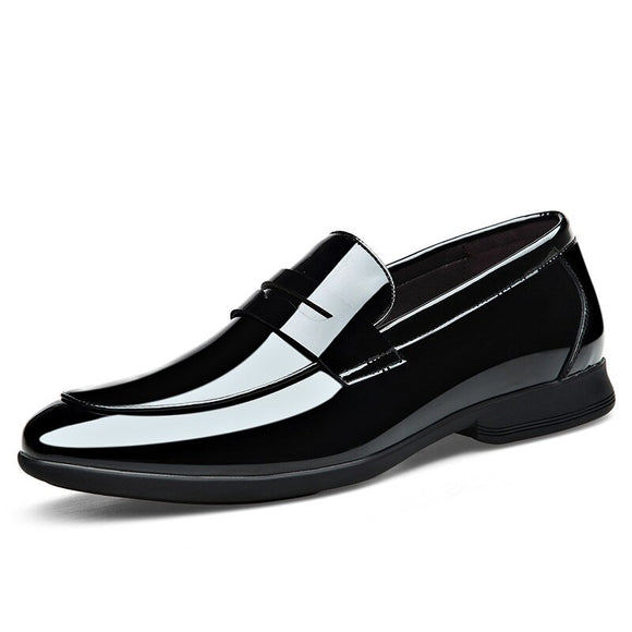 High-class Men's Casual Shoes Genuine Leather Spring Gentleman Patent Dress Shoes Hot Cool Black Slip-on Loafers Mart Lion Black EU38 
