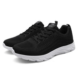 Men's Leather Walking Jogging Sneakers Running Sport Shoes Black Lightweight Athletic Trainers Breathable Mart Lion   