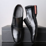 Men Retro Casual Shoes Men's Lace-Up Leather Dress Office Flats Wedding Party Oxfords Mart Lion Black 38 China