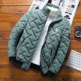 Men's Winter Jacket Coat Quilted With Thick Warm Pilot Winter Zipper Recreational Grid Vertical Zipper Mart Lion Green M 