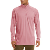 Men's Sun/Skin Protection Long Sleeve Shirts Anti-UV Outdoor Tops Golf Pullovers Summer Swimming Workout Zip Tee Mart Lion Gray Pink CN size L (US M) CN