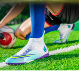 Orange High Ankle Men's Soccer Shoes Unisex Professional Non-slip Football Boots Trainers Futsal Sneakers Krampon Erkek Mart Lion   