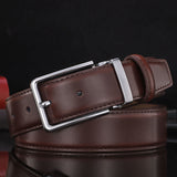 Men's Pin Buckle Leather Texture Luxury Brand Design Belt Loop Simple Casual Trend Youth Pants Belt Mart Lion 91 Dark Brown CN 70CM Europe55