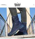 Men's Outdoor Shoes Boots Thick Soled High Top Canvas Flanging Sneakers Mart Lion   