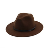 Fedora Hat Black Leather Belt Ladies Hat Decoration Felt Hats For Women Wool Blend Simple British Style Men's Panama Hat Mart Lion Brown One Size 
