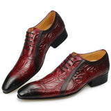 Men's Leather Oxfords Shoes For Wedding casual event Special printing Leather scarpe uomo eleganti sapato social Mart Lion Red 39 