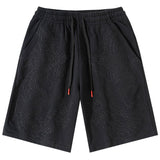 Summer Embroidery  Men's Shorts Loose Sports Straight Casual Shorts Solid Outdoor Running Knee Lenght Mart Lion Black M China