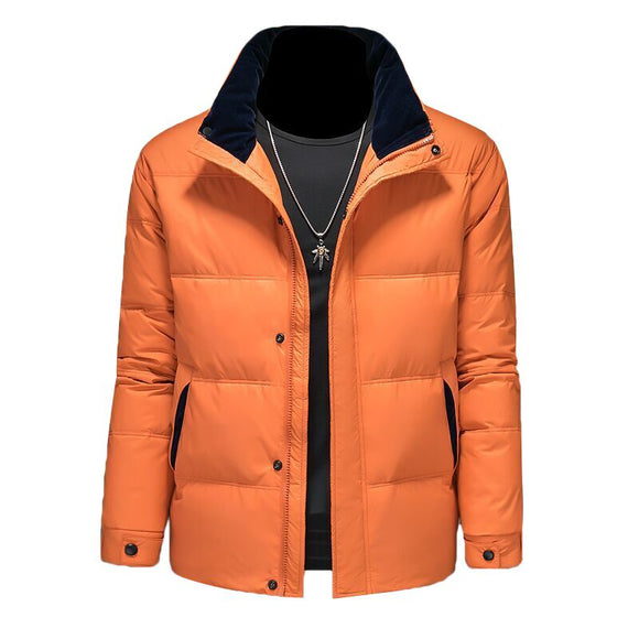 Winter New Men 90% Down Jacket Parkas Casual Outdoor Thick Warm Velvet Overcoat Windproof Windbreak Lightweight Business Puffer Mart Lion Orange M 45-57KG 
