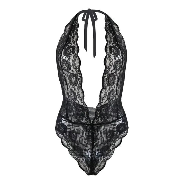  One Pieces Lace Backless Nightgown Deep V Sleepwear Women Nightwear Female Erotic Lingerie Mart Lion - Mart Lion