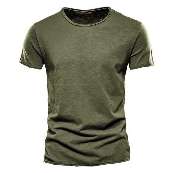 Outdoor Casual T-shirt Men's Pure Cotton Breathable Street Wear Short Sleeve Mart Lion Green EU size S 