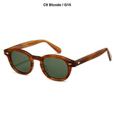 Lemtosh Style Polarized Sunglasses For Men's Vintage Classic Round Mart Lion C9 Blonde G15 Size L 49mm 