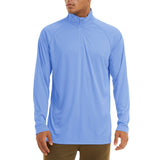 Men's Sun/Skin Protection Long Sleeve Shirts Anti-UV Outdoor Tops Golf Pullovers Summer Swimming Workout Zip Tee Mart Lion Light Blue CN size XL (US L) CN