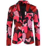 Purple Cute Suits Men's Heart Cup Print Blazer Slim Masculimo Vinatge Dress Club Suit Jackets Homme Mart Lion X231 M 