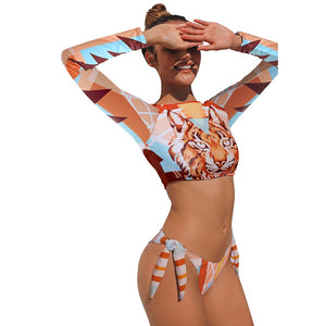 Padded Bikini Set Women Vintage Swimwear Print Leopard Sunscreen Swimsuit Beach Suit Bathing Suits Mart Lion Tiger S 