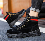 Men's Boots Leather Waterproof Lace Up Military Winter Ankle Lightweight Shoes Casual Non Slip Mart Lion   