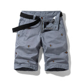 Summer Casual Shorts Men's Solid Color Embroidery Pattern cargo Cotton Beach Print Bermuda Overalls Pocket Pants Mart Lion   