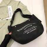 Large-capacity bag women textured commuter tote bag simple class canvas shoulder bag Mart Lion Black  
