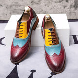 New Bullock Men Shoes PU Multicolor Classic Business Casual Party Retro Hollow Carved Lace Up Fashion Oxford Dress Shoes CP022 - MartLion