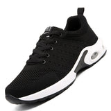 Men's Leather Walking Jogging Sneakers Running Sport Shoes Black Lightweight Athletic Trainers Breathable Mart Lion   