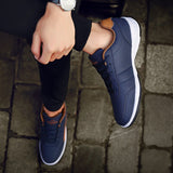 Leather Men's Shoes Trend Casual Breathable Leisure Sneakers Non-slip Footwear Sports Lace-up Trainers Mart Lion   