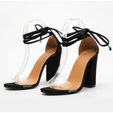 Summer Women Thin Heels Shoes Sandals Transparent Gladiator Ankle Strap Pump Party Wedding Ladies Plus Mart Lion   