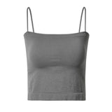 Top Female Bras Spaghetti Strap Crop Tops Wirefree Brassiere Camisole Seamless Underwear Top With Built In Bra Mart Lion Long-Grey One Size China