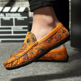 Men's Shoes Casual Shoes Loafers Moccasins Breathable Slip on Orange Yellow Driving Shoes