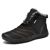 Winter Waterproof Men's Snow Casual Shoes Plush Outdoor Sneakers Warm Fur Ankle Snow Mart Lion Black 38 