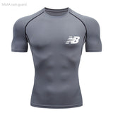 Compression Quick dry T-shirt Men's Running Sport Skinny Short Tee Shirt Male Gym Fitness Bodybuilding Workout Black Tops Clothing Mart Lion picture color 20 XL 