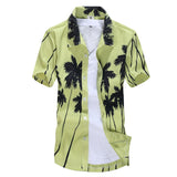 Men's Short Sleeve Hawaiian Shirt Colorful Print Casual Beach Hawaiian Shirt Mart Lion 22 yellow Asian size 2XL 