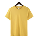 100% Cotton T Shirt Women Summer Casual Basic Loose Tshirt Korean Oversized Solid Tees Chic O Neck Female Tops Mart Lion Yellow S 