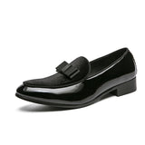 Loafers Men's Shoes Red Brown Faux Suede Butterfly-knot Dress Zapatos De Vestir Hombre Mart Lion Black 38 