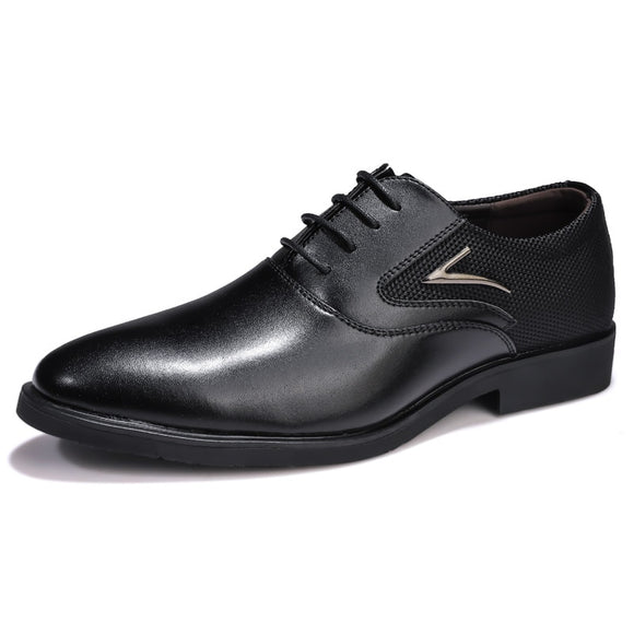 Pointed Toe Dress Shoes Men's Microfiber Leather Footwear Formal Oxfords Mart Lion Black 38 