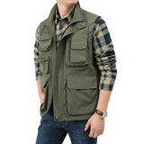 Men's Unloading Vest Tactical Webbed Gear Coat Summer Photographer Waistcoat Tool Many Pocket Mesh Work Sleeveless Jacket Mart Lion Green L 