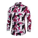Chemise Slim Homme Men's Outfits Floral Shirt Streetwear Vintage Chinese Style Long Sleeve Dress Shirts Blouses Tops Mart Lion 1085 L 50-55KG 