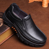 Handmade Genuine Leather Shoe Men Loafers Soft Cow Leather Thick Sole Casual Male Footwear Black Brown Slip-on Mart Lion   
