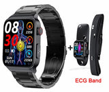 E500 ECG+PPG Smart Watch Men's Laser Treatment Of Hypertension Hyperglycemia Hyperlipidemia Heart Rate Healthy Sport Smartwatch Mart Lion Steel ECG Band  