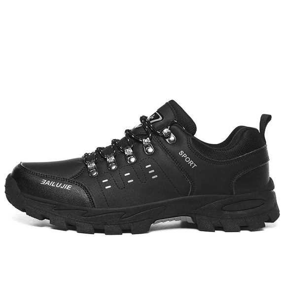 Leather Men's Sneakers Winter Waterproof Boots Outdoor Warm Boot Autumn Sneakers Hiking Non-slip On Ice Rubber Shoes Mart Lion Black 39 