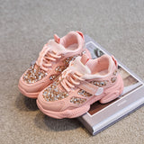 Women Sneakers Kids Toddler Girl Shoes Rhinestones Glittering Childen Outdoor Leisure Sports White Red Mart Lion Pale Pinkish Gray 26 