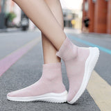 Summer Black Socks Sneakers Men's Slip on Sports Shoes Flats Unisex Breathable Adult Casual Women shoes Mart Lion pink 35 China