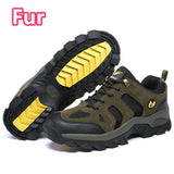 Men's Hiking Shoes Women Warm Fur Sneakers Lace Up Plush Summer Boys Walking Adult Outdoor Footwear Winter Mart Lion fur green winter 36 