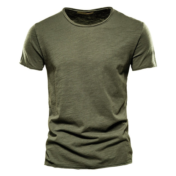 100% Cotton Men's T-shirt Casual Soft Fitness Summer Thin Home Clothes O-Neck Short Sleeve Soild Mart Lion F038-army green CN Size S 50-55kg 